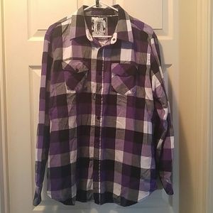 Purple plaid button-up. Like new!